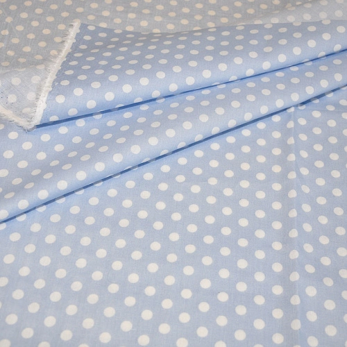 Поплин горох 5мм (голубой)