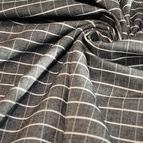 Рубашечны хлопок с фактурой льна (клетка серый)