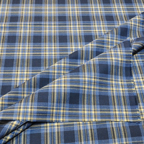 Костюмная ткань Полушерсть клетка (индиго 2)