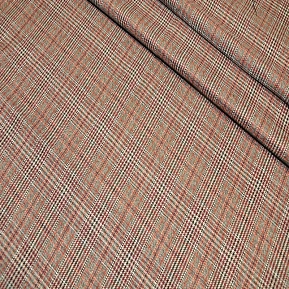 Костюмная ткань "Клетка  " (оранжевый с белым)