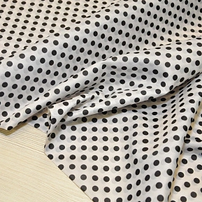 Подкладка нейлон принт черный горох на белом фоне