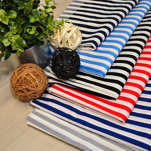 Поплин полоска шир 1см (василек+белый)