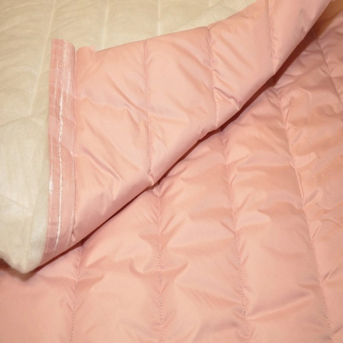 Плащевка стеганая "полоска" ( розовая пудра)