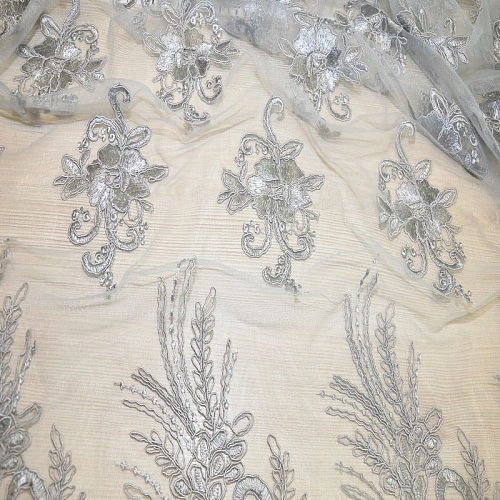 Вышивка на сетке  "Моника" (серебро)