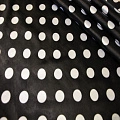 Атлас тонкий принт (черный фон белый горох 2,5см)