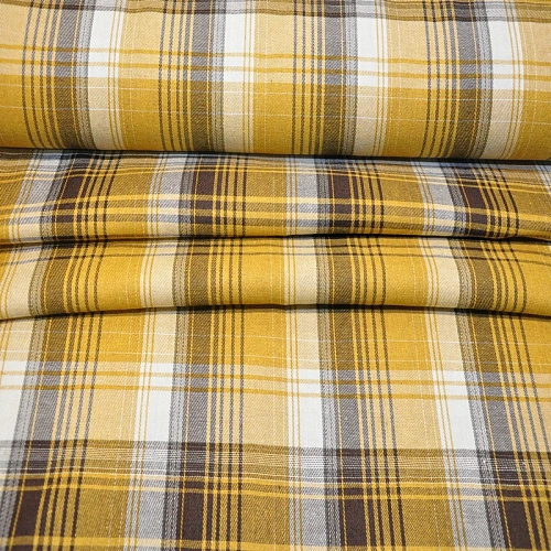 Ткань рубашечная фланель в клетку (горчица)