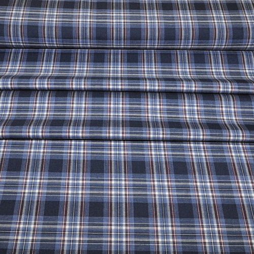 Костюмная ткань Полушерсть клетка (индиго)