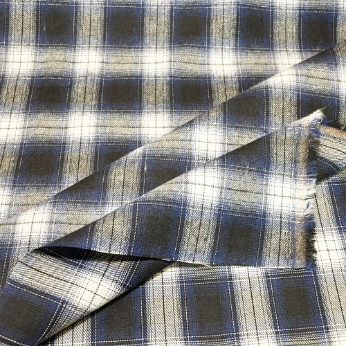 Ткань рубашечная фланель в клетку (синий)