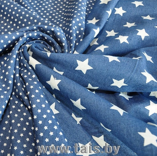 Джинс принт Звезды большие (светло-синий)