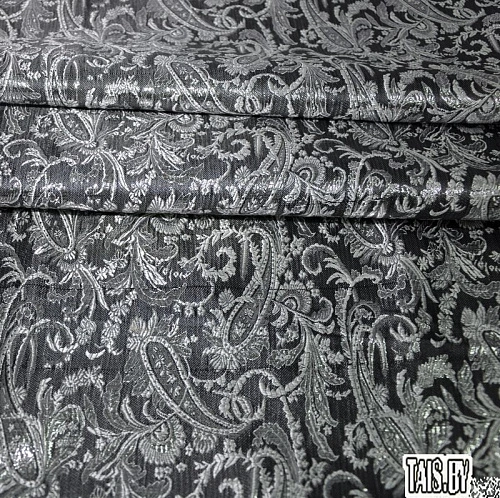 Парча жаккард мелкие огурцы (черный)