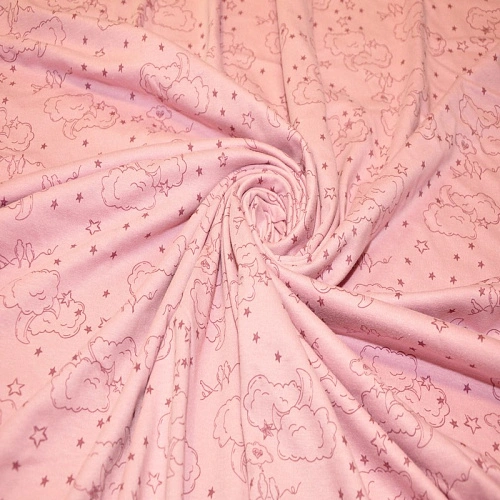 Кулирная гладь набивная "Пудровые облака"