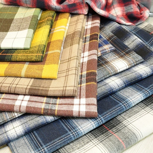 Ткань рубашечная фланель в клетку (серый+красный)