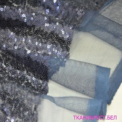 Пайетки на сетке (синий)