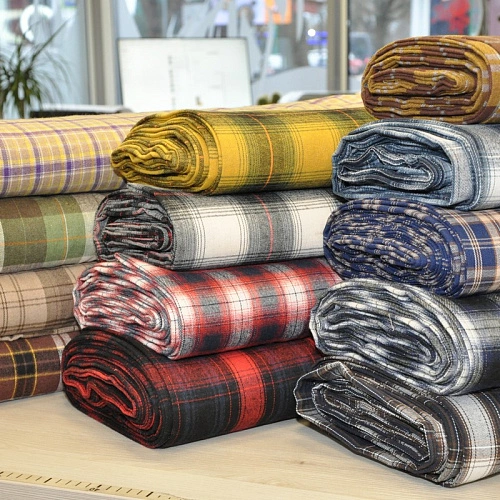 Ткань рубашечная фланель в клетку (красный)