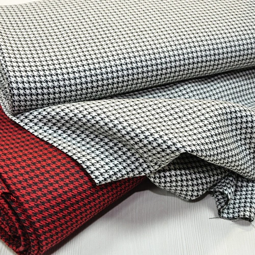 Костюмная ткань Гусиная лапка полушерсть (красный)