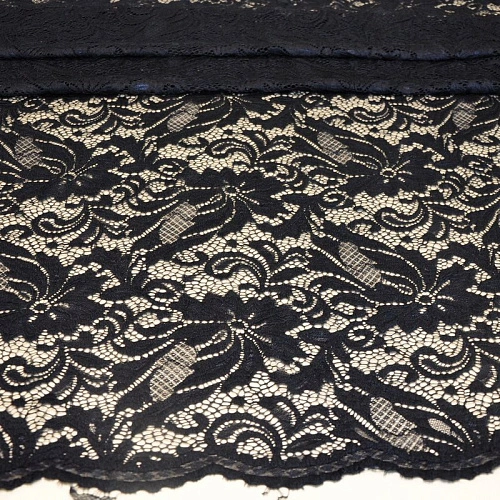 Гипюр стрейчевый с ажурным краем (темно-синий)