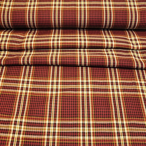 Ткань рубашечная фланель в клетку (бордо)
