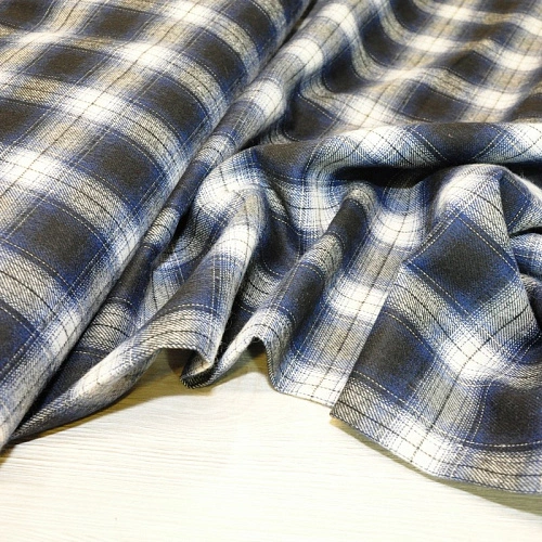 Ткань рубашечная фланель в клетку (синий)