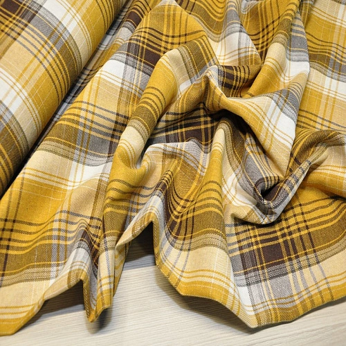 Ткань рубашечная фланель в клетку (горчица)