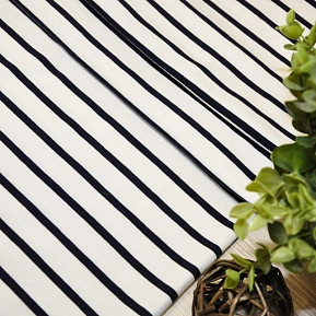 Кулирная гладь "Тельняшка" "2см-0,5см молочный +т.синий"