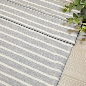 Кулирная гладь "Тельняшка" "2см-0,5см серый меланж +молочный"