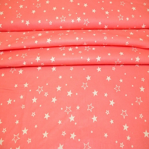 Бязь для постельного белья (Звезды на коралловом фоне)