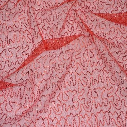 Пайетки на фатине (красный) скидки на ткани в Минске оптом и в розницу | Трикотаж tais.by