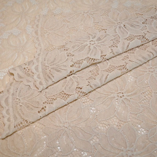 Гипюр стрейчевый с ажурным краем (бежевый)