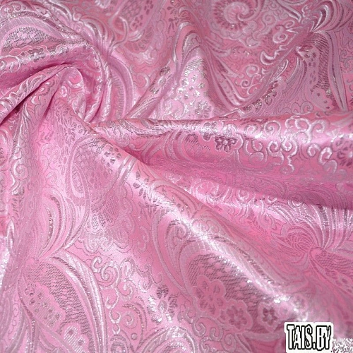 Парча жаккард (розовый с серебром)