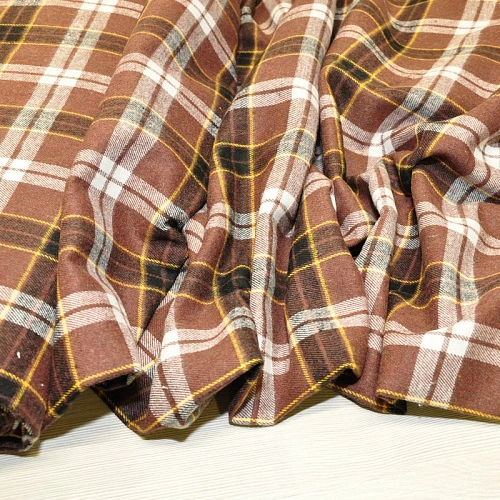 Ткань рубашечная фланель в клетку (коричневый)