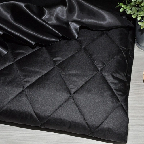 Плащевка стеганая "Ромбик" (черный)