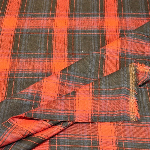 Ткань рубашечная фланель в клетку (красный)