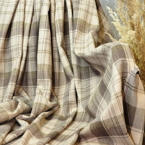 Ткань рубашечная фланель в клетку (бежевый)