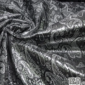 Парча жаккард мелкие огурцы (черный)