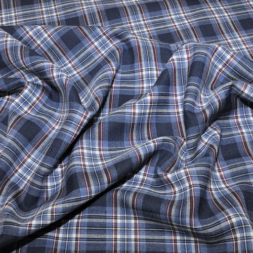 Костюмная ткань Полушерсть клетка (индиго)