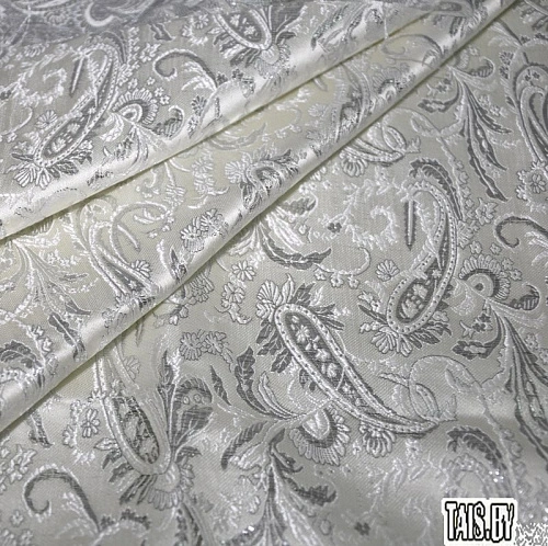 Парча жаккард огурцы (молочный)