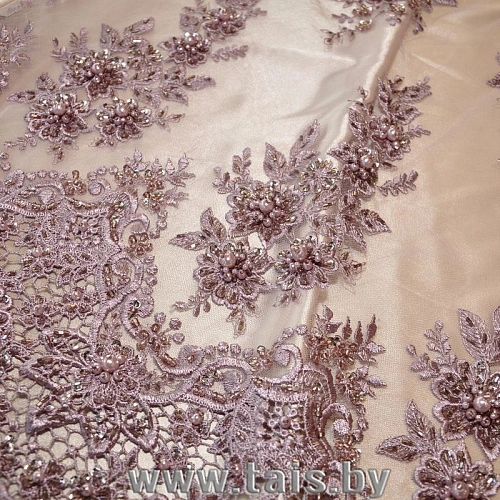 Вышивка на сетке с биссером (пыльно-фиолетовый)