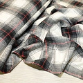Ткань рубашечная фланель в клетку (серый+красный)