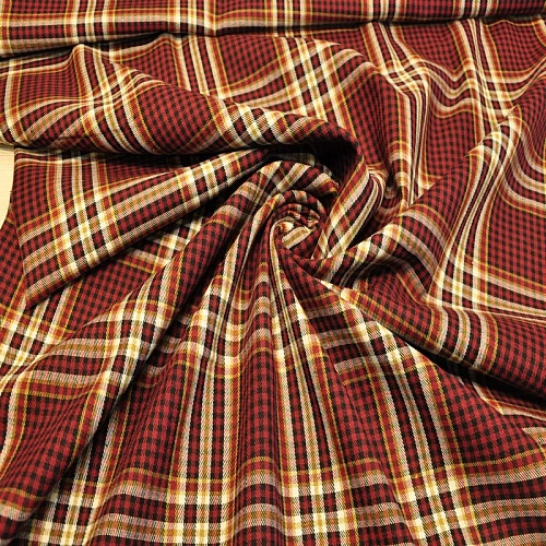 Ткань рубашечная фланель в клетку (бордо)