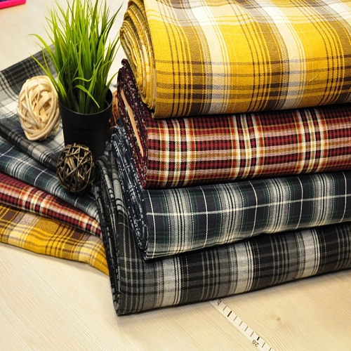 Ткань рубашечная фланель в клетку (синий+зеленый)