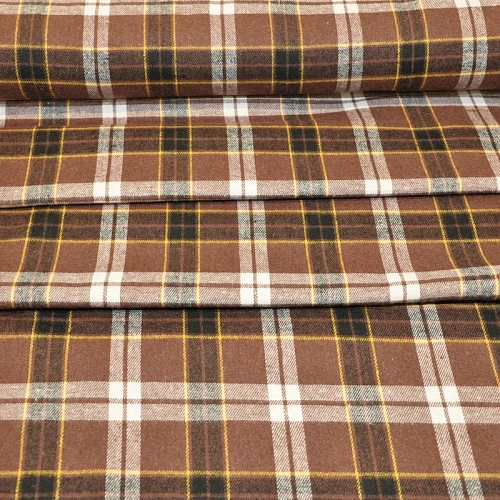 Ткань рубашечная фланель в клетку (коричневый)