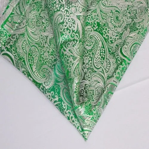 Парча жаккард (зеленый с серебром)