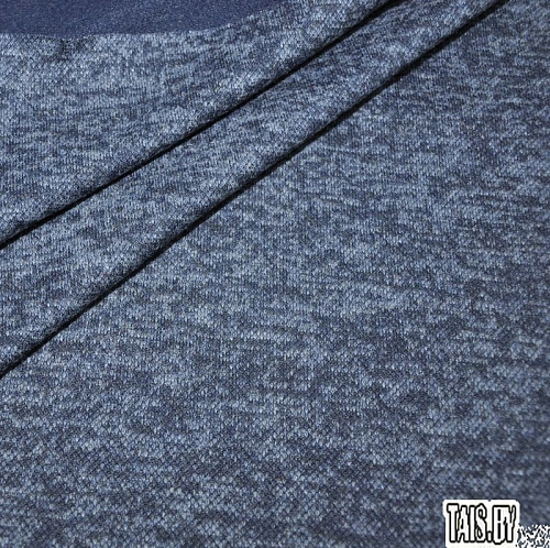 Трикотаж Ангора меланж с начесом (темный синий)