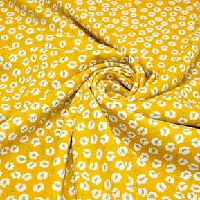 Штапель "Твил" Мелкий цветочек на горчичном фоне