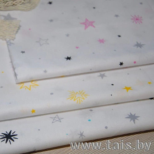 Ткань х/б плательная (звезды желтые)