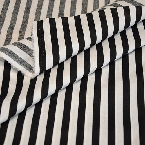 Поплин полоска шир 1см (черный+белый)