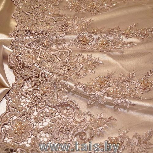 Вышивка на сетке с биссером (бежевый)