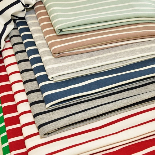 Кулирная гладь "Тельняшка" "2см-0,5см бежевый +молочный"