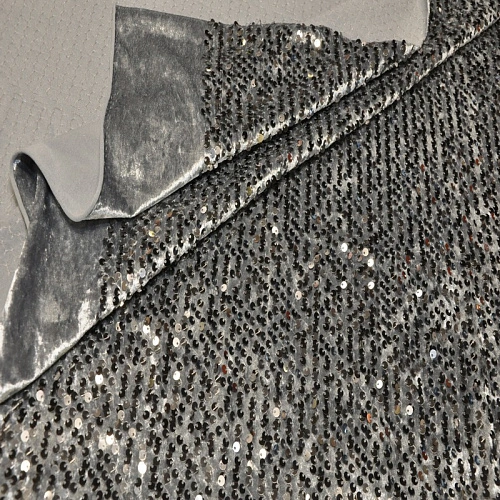 Пайетки на велюре (серебро)