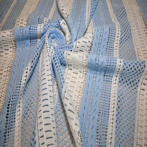 Кружево макраме (молочный+голубой)
